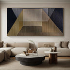 “Earthy Geometric Fusion” - Brown, Gray, Gold Abstract Geometric Painting On Canvas PS0677