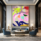 “Neon and Pastel Abstract Doodles” - Contemporary Doodle - Art Painting On Canvas PT1842