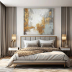 Gray, Gold, White with Textured Layers "Gilded Echoes" Abstract Painting On Canvas PS1270