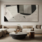 “Grayscale Collage - like Abstraction” - Black, White, Gray Abstract Collage - style Painting On Canvas PS0558