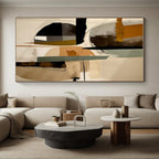 “Geometric Earth - Tone Fusion” - Brown, Green, Gray, White Abstract Geometric Painting On Canvas PS0753