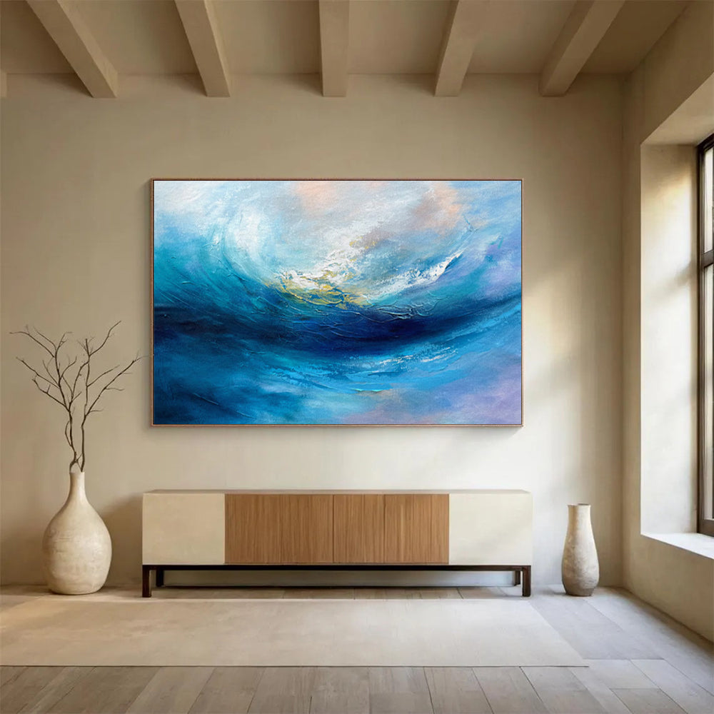“Blue - Purple Ocean Wave” Abstract Painting On Canvas DKS281