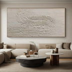 “Textured White Curved Lines” - White, Light - colored Abstract Textured Painting PS0596