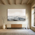 “Minimalist Gray and White Abstract Horizon” - Calm Abstract Painting On Canvas PT136