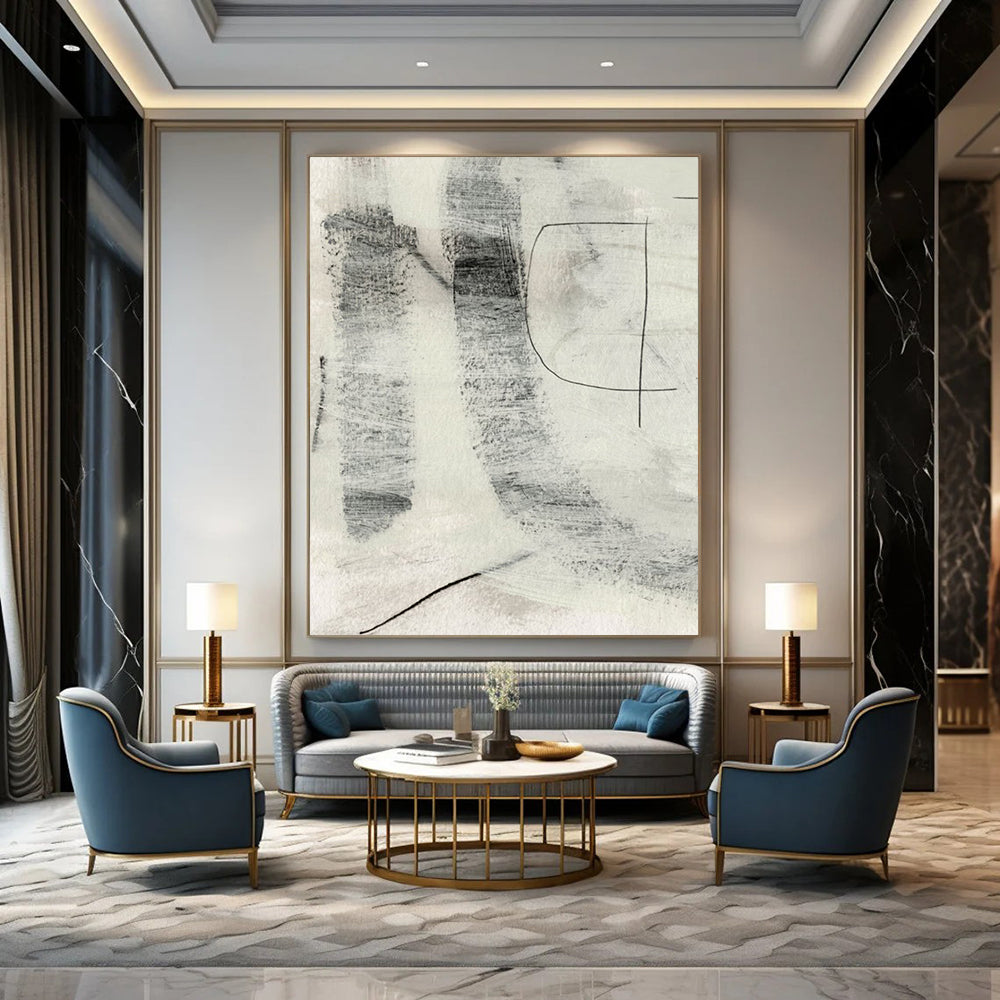 “Monochrome Textured Marks” - Gray & Black with Subtle Textures Painting On Canvas DS213