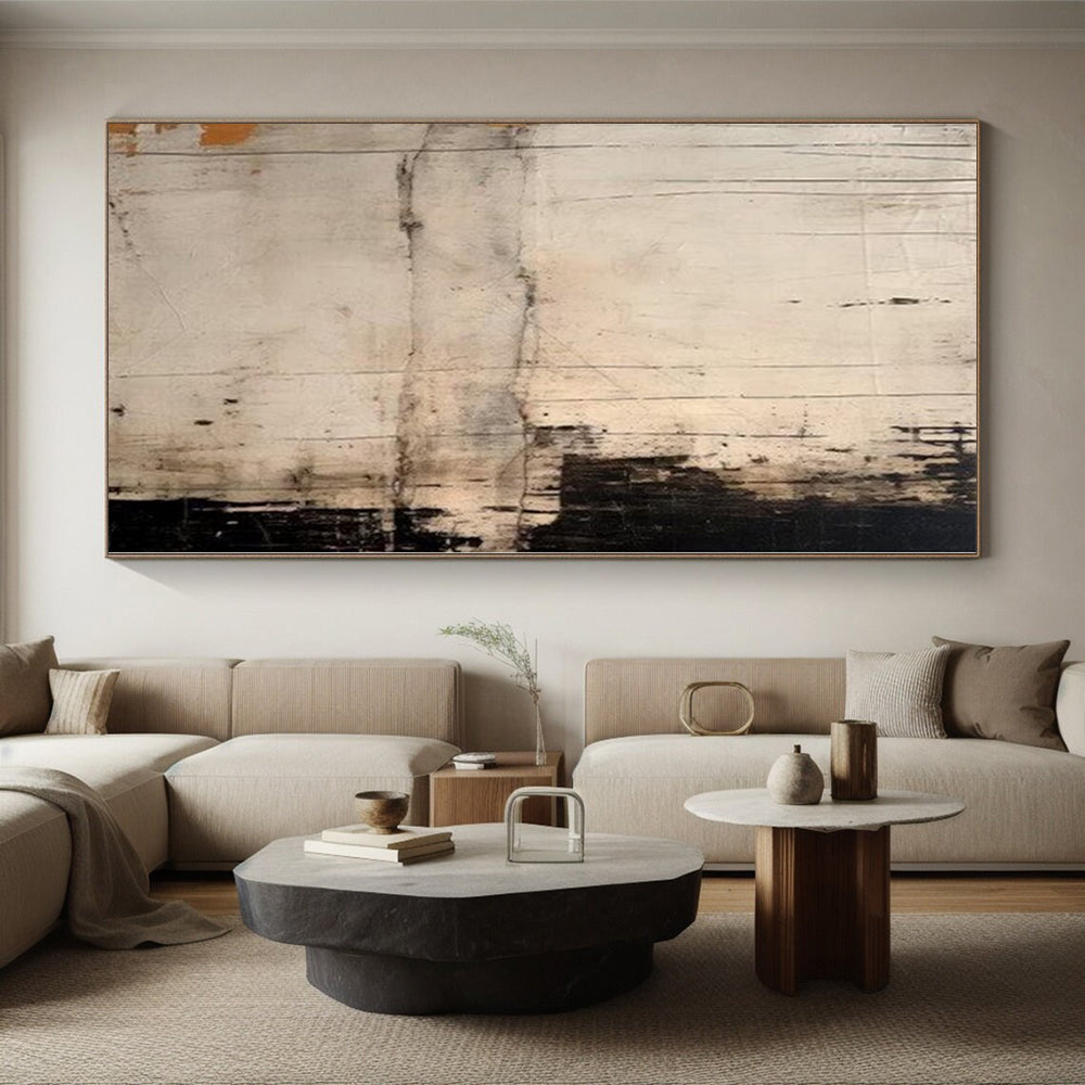 “Monochrome Textured Abstract with Subtle Marks” - Minimalist Abstract Painting On Canvas PS0244