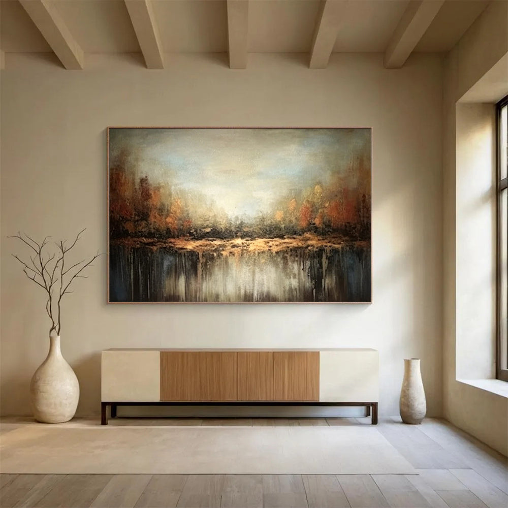 “Misty Forest Reflection” - Atmospheric Landscape Painting On Canvas PT060