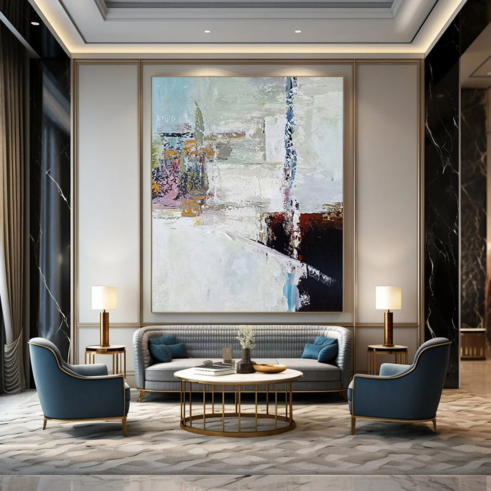 “White - Based Abstract Layers” - Abstract Expressionist Painting On Canvas DS040