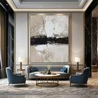 “Black, Beige and White Textured Abstract” - Minimalist Abstract Painting On Canvas PT0976