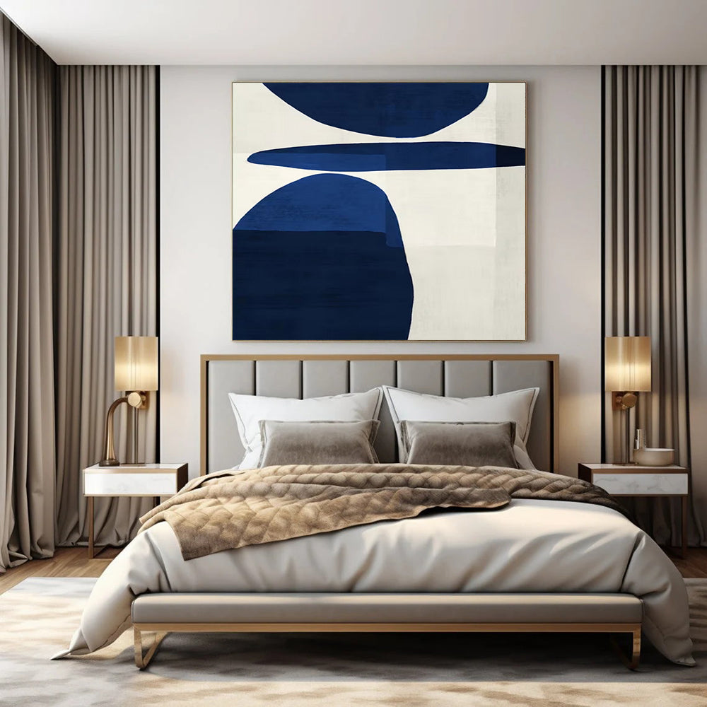 Light Green, Beige, White, and Gray Shapes "Nature's Geometry" Abstract Geometric Painting On Canvas PS1063