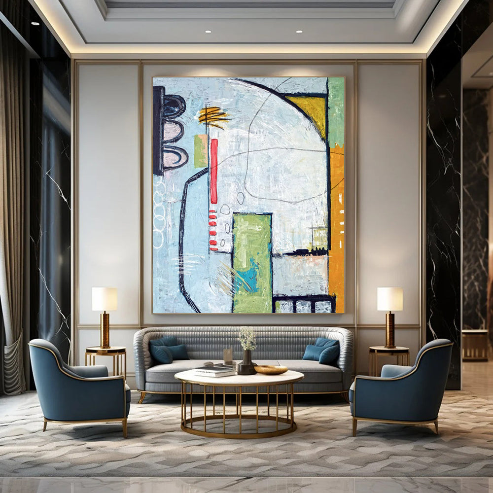 “Colorful Urban Abstract” - Abstract Cityscape Painting On Canvas PT2374