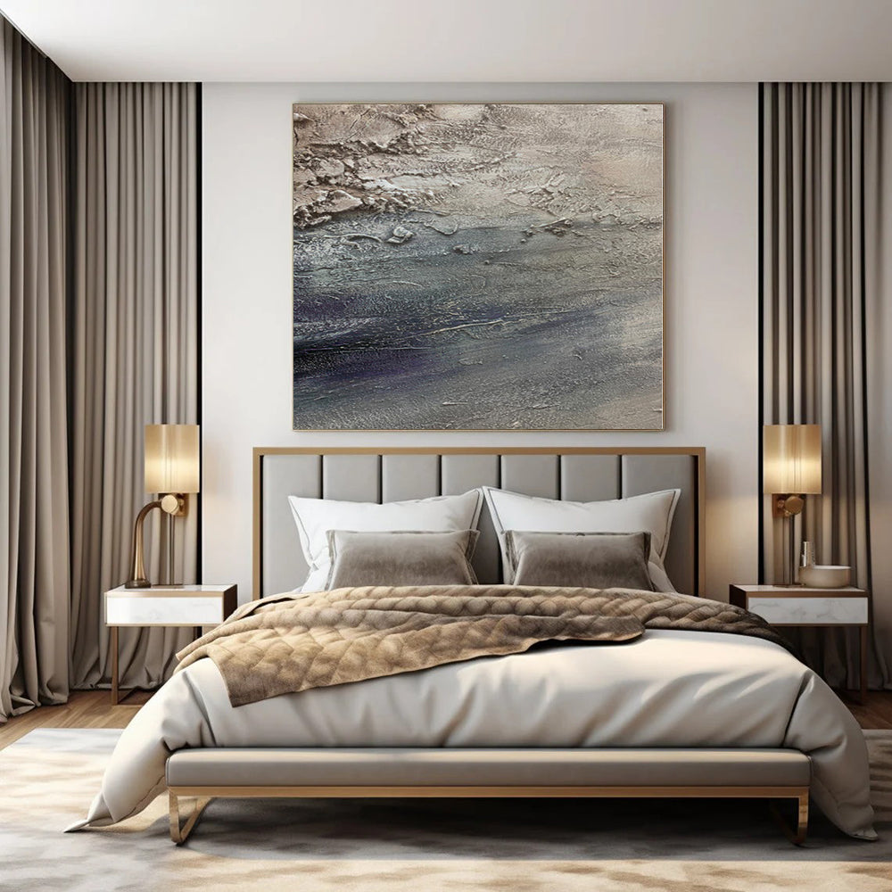 “Gray - Purple Textured Abstract” - Moody Abstract Painting On Canvas PS0115