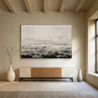 “Monochrome Coastal Haze” - Serene Seascape Painting On Canvas DKS445