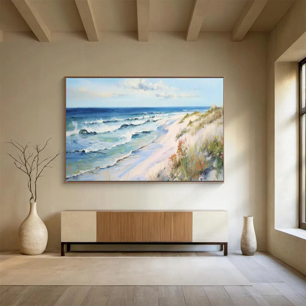 “Blue Seas & Sandy Shores” - Impressionist Seaside - Painting On Canvas PT1697