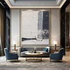 “Textured Monochrome” - Subtle White & Black Textures Painting On Canvas DS147