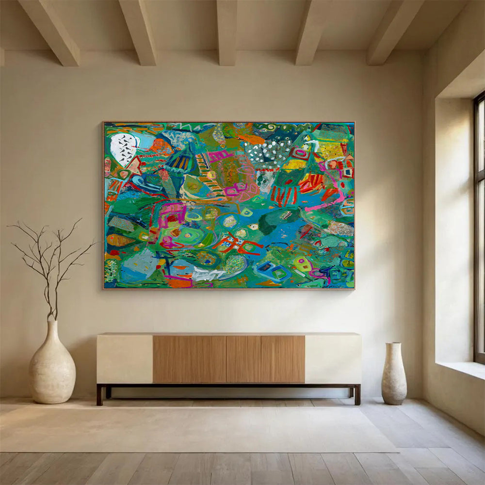 “Vibrant Abstract Mosaic” - Colorful Collage - Style Painting On Canvas PT235