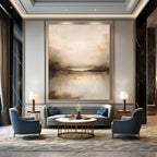 “Neutral - Toned Lake Abstract” - Impressionist Abstract Painting On Canvas PT1253