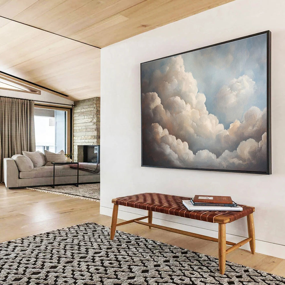 “Fluffy Clouds in Blue Sky” Landscape Painting On Canvas DKS182
