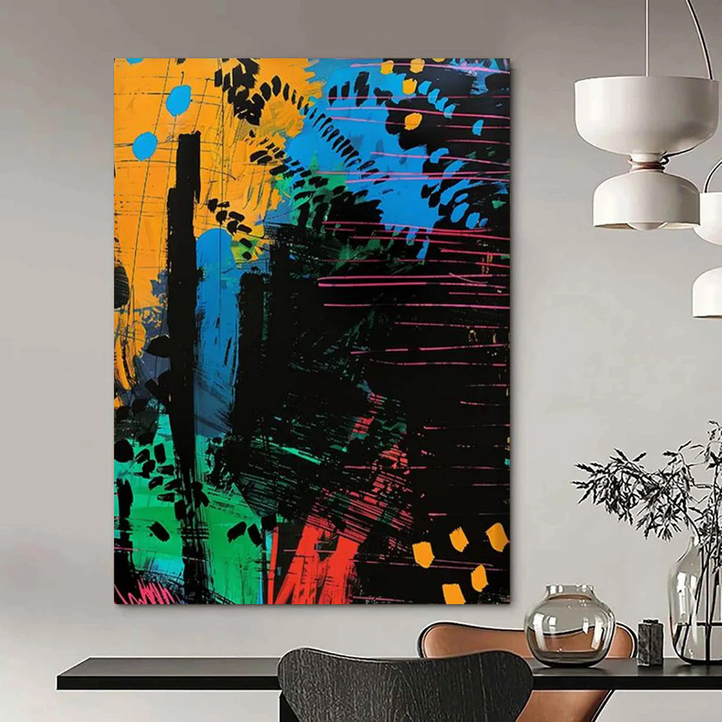 Colorful Abstract Jungle Painting On Canvas DS096
