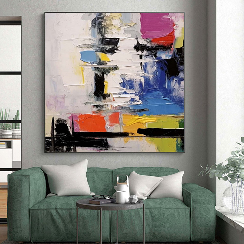 “Playful Color Blocks in Abstract Harmony” - Modern Abstract Painting On Canvas PS0239