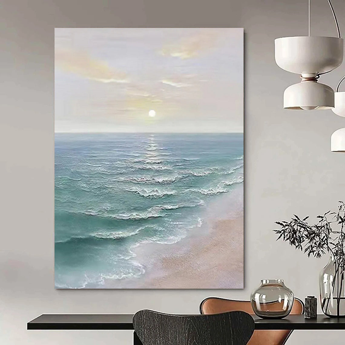 “Soft Colored Sea Sunset” - Realistic - Inspired Coastal Painting On Canvas DS350
