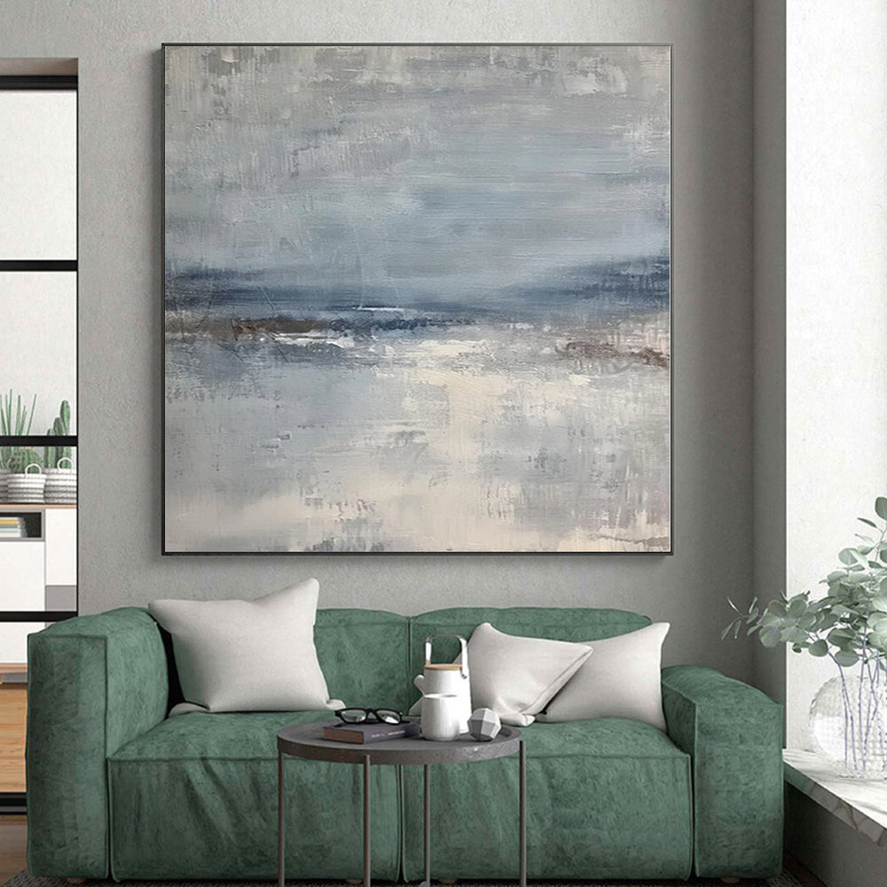 “Soft Blue - Grey Abstract Landscape” - Impressionistic Abstract Painting On Canvas PS0271