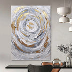 “Grey - Gold Swirl” - Textured Abstract Painting On Canvas PT1286