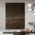 “Dark Brown Textured Abstract” - Mysterious Abstract Painting On Canvas PS0119