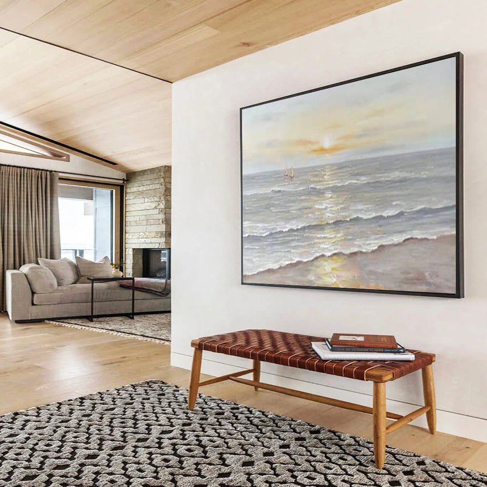 “Serene Sunset Seaside” - Impressionistic Landscape Painting On Canvas PT249