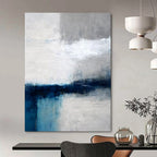 Monochromatic Blue and Gray, "Coastal Calm" – Minimalist Abstract Painting On Canvas PS1033