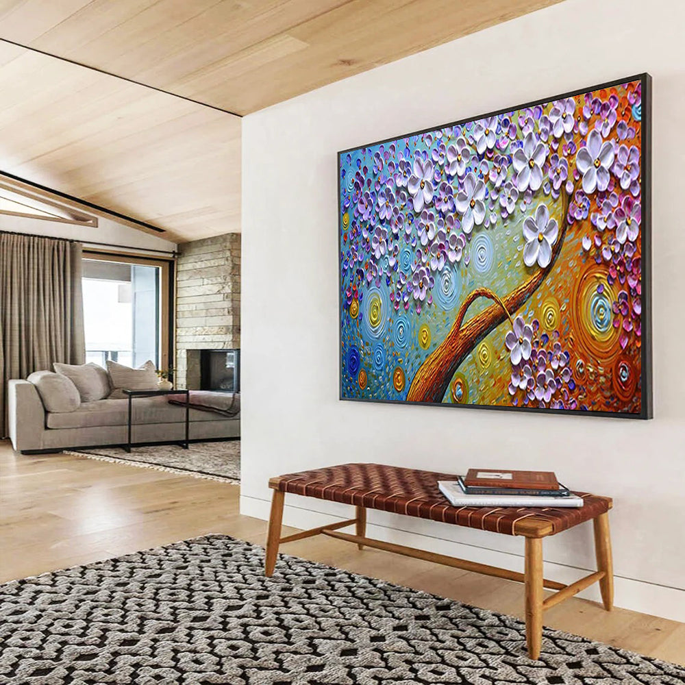 “Van Gogh - Inspired Blossom Tree” - Textured Floral Painting On Canvas PT217