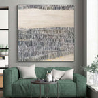 “Gray Textured Waves” - Gray Abstract Minimalist Painting On Canvas PS0729