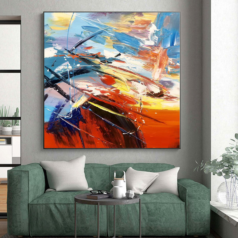 “Vibrant Color - Splash Abstract Composition” - Dynamic Abstract Painting On Canvas PS0317