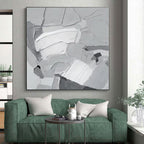 “Gray & White Textured Abstract” - Textured Abstract Painting On Canvas PS0407