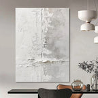 White and Gray Textured, "Cracked Serenity" – Textured Abstract Painting On Canvas PS1016