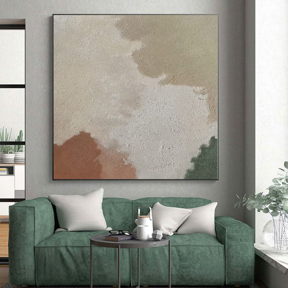 “Soft Color Patches” - Beige, Brown, Green Abstract Color Block Painting On Canvas PS0391