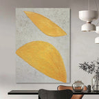 “Golden Leaf Simplicity” - Yellow and Grey Abstract Painting On Canvas PT1074