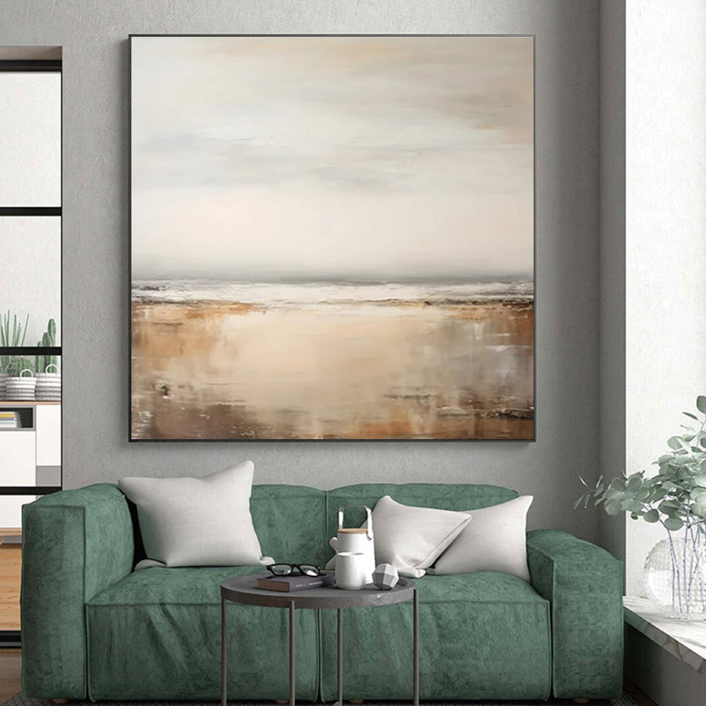 “Beige - Grey Abstract Serene Horizon” Painting On Canvas PS0842