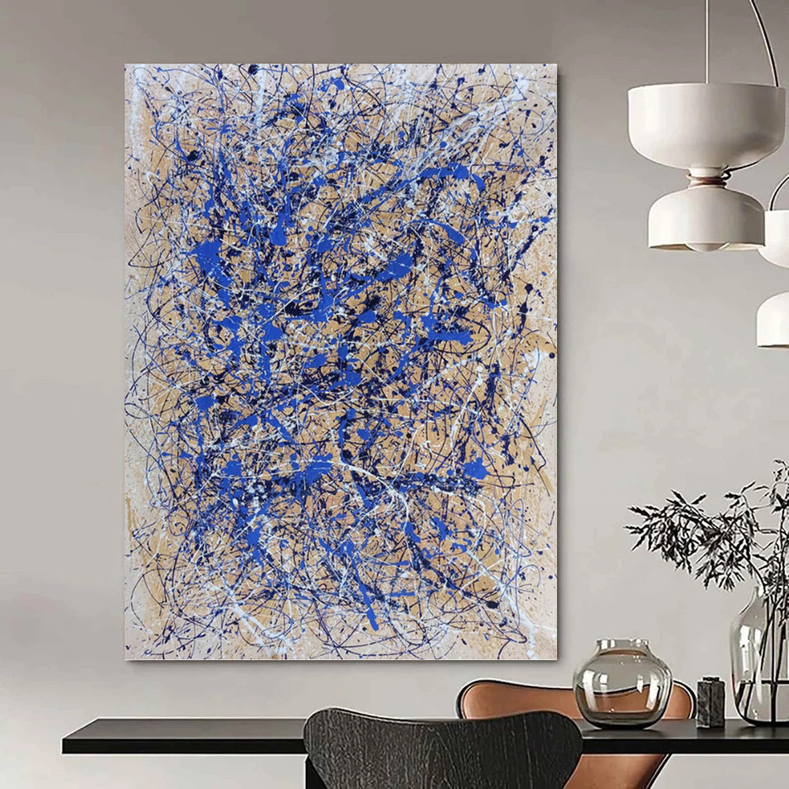 “Blue - Drip Abstract” - Action - Painterly, Dynamic - Styled Painting On Canvas PT1580