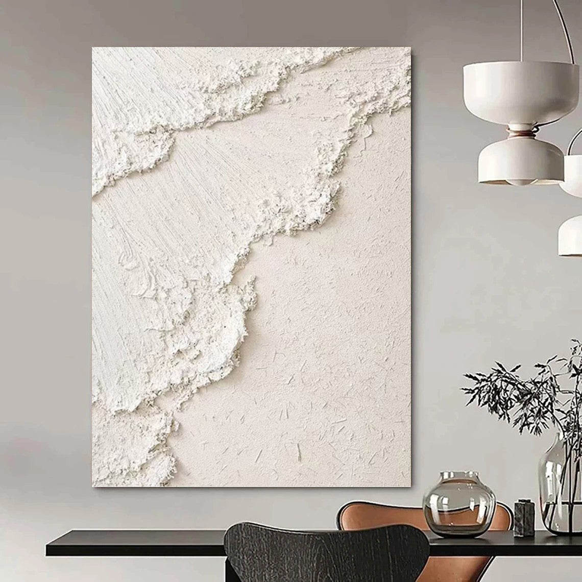“White Textured Abstract” - Minimalist, Abstract Painting On Canvas PT1492