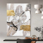 “Grey - Gold Abstract Forms” - Minimalist Abstract Painting On Canvas PT1301