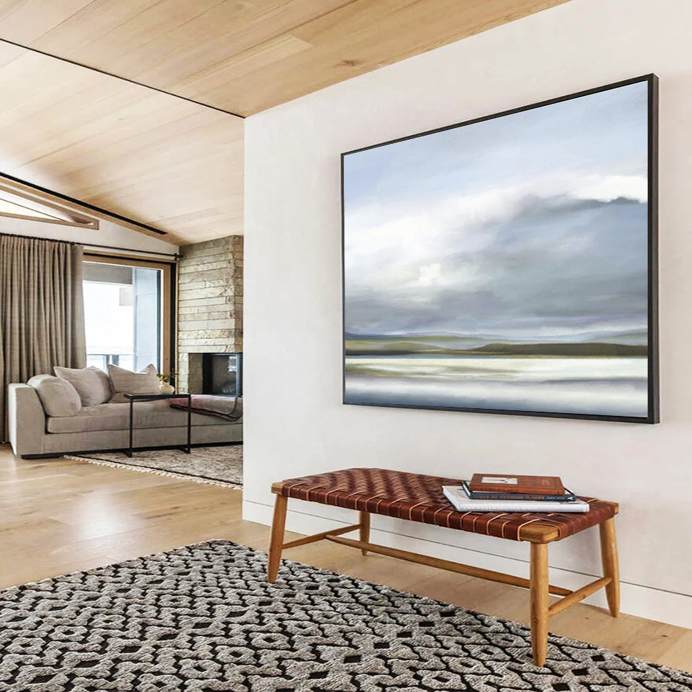 Soft Horizon Landscape - Serene Landscape Painting On Canvas DKS360