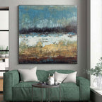 “Blue & Brown Landscape Abstract” - Abstract Landscape Painting On Canvas PS0420