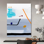 “Grey - Blue Abstract Landscape” - Minimalist Abstract Painting On Canvas PT1098