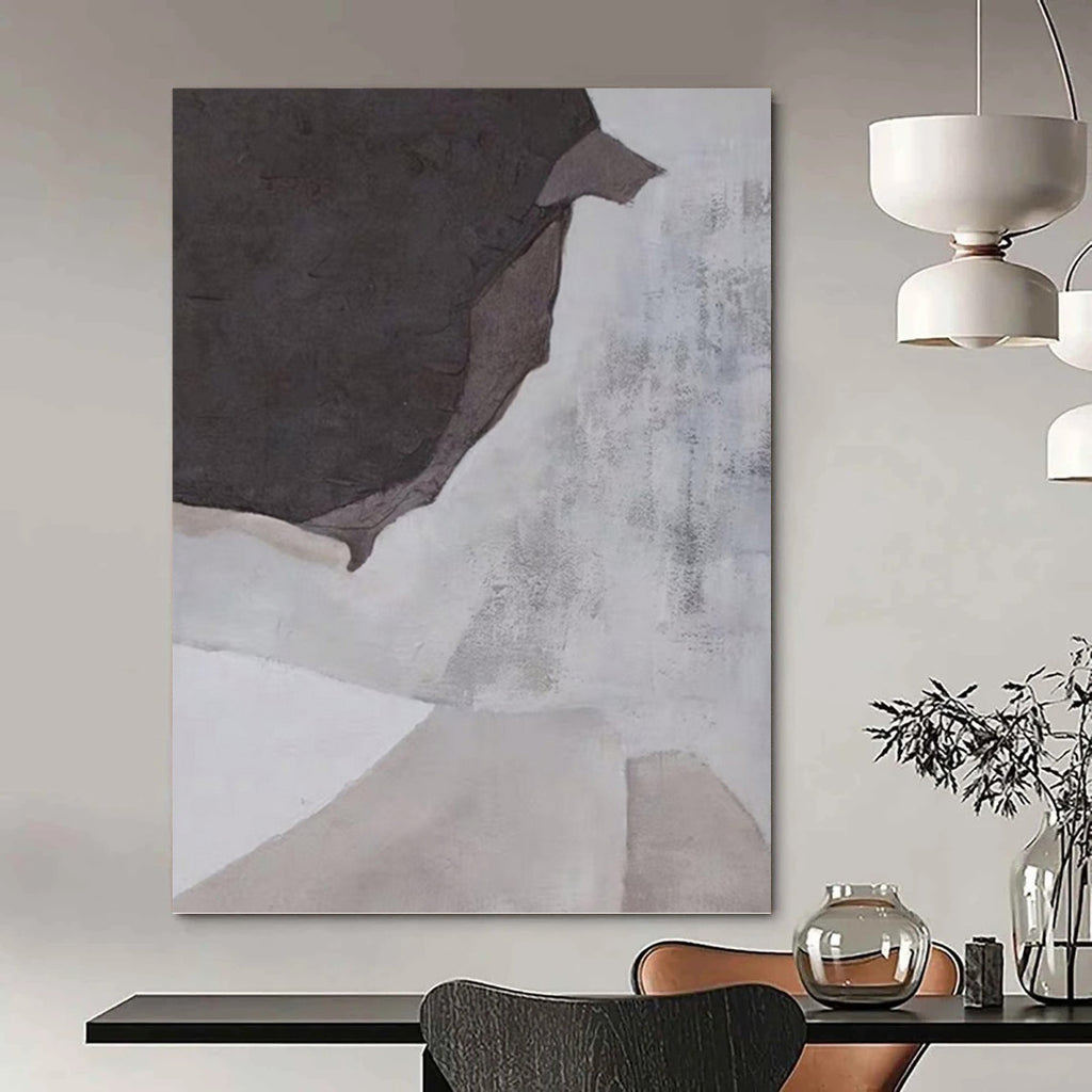 “Grey - Black Abstract Shapes” - Minimalist Abstract Painting On Canvas PT1182
