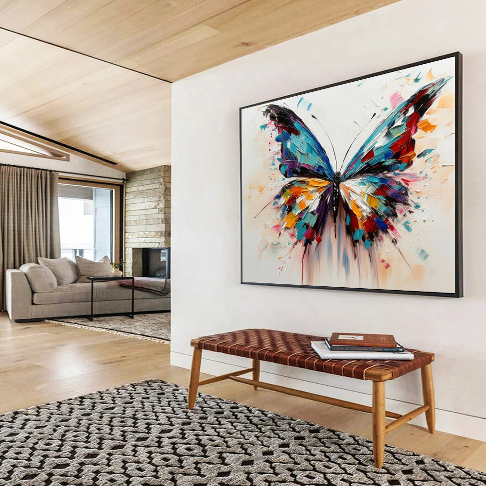 “Colorful Butterfly Wings” - Impasto Insect Painting On Canvas PT054