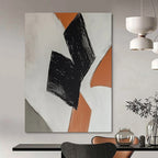 Orange - Black Geometric Forms Painting On Canvas DS111