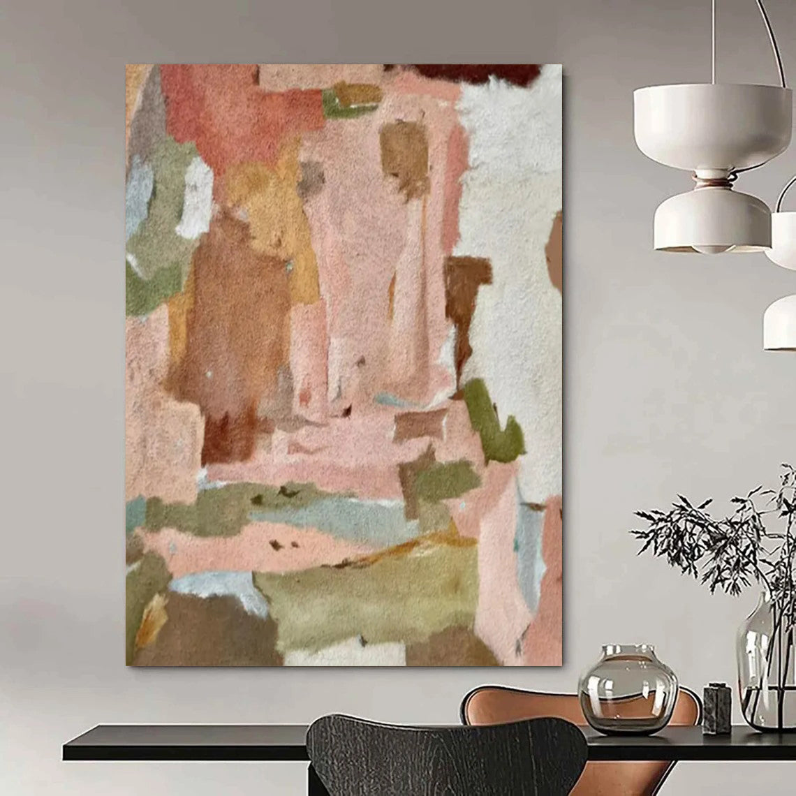 “Pastel Abstract Collage” - Cubist Collage - Inspired Painting On Canvas PT2285
