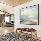 Soft Cloudy Seaside in Pastels - Impressionistic Seascape Painting On Canvas DKS322