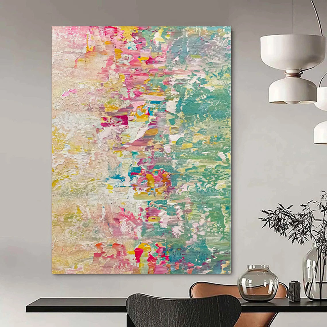Pastel and Bright Fusion - Soft - Hard Color Abstract Painting On Canvas PS1229